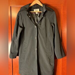 London Fog Women’s Black Rain Coat With Detachable Hood Size Petite M